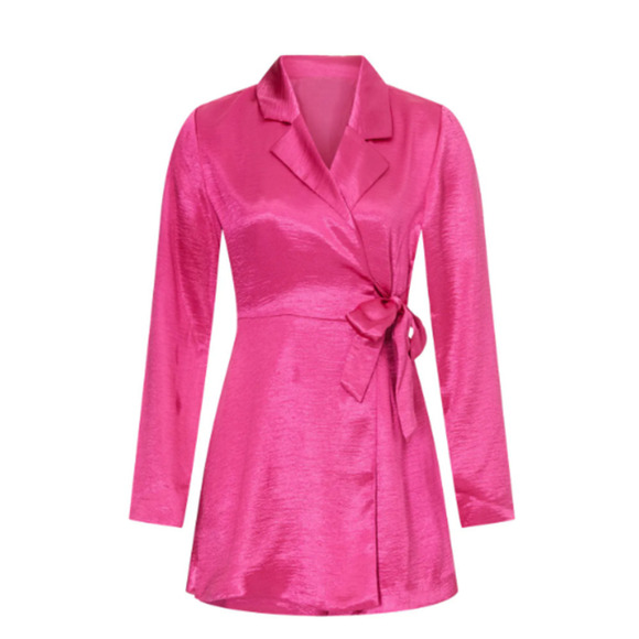 Louna Satin Romper Collared Tie Front Pink US 4 - Picture 1 of 11